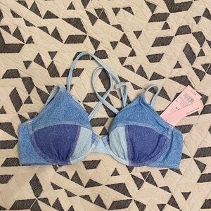 Wild Fable denim print string bikini top